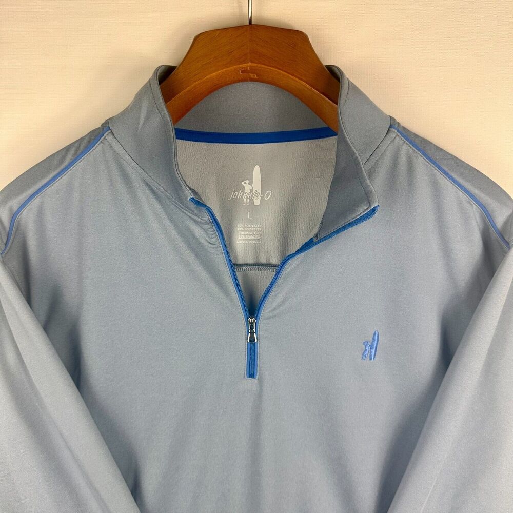 Johnnie O Mens Size Large 1/4 Zip Quarter Zip Jacket Long Sleeve Blue Surfer